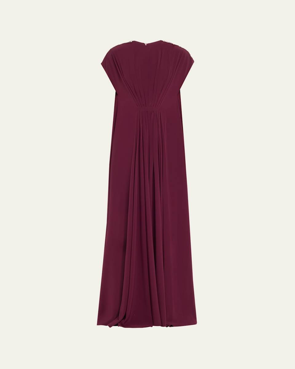 Draped Crystal Tunic Crepe Dress
